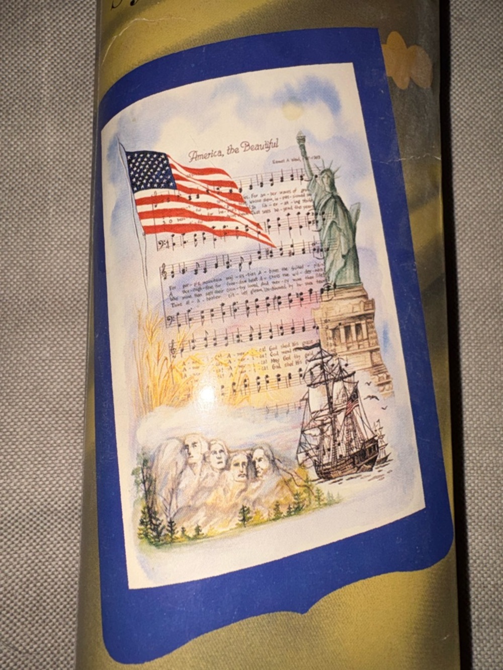 Patriotic Decorative Outdoor Flag with “America the Beautiful” lyrics and notes